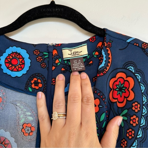 Issa London 100% Silk Plunging Deep V Long Sleeve Paisley Print Dress US 6 - Picture 4 of 8